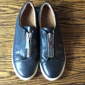 Frye Black Leather Zip Sneakers